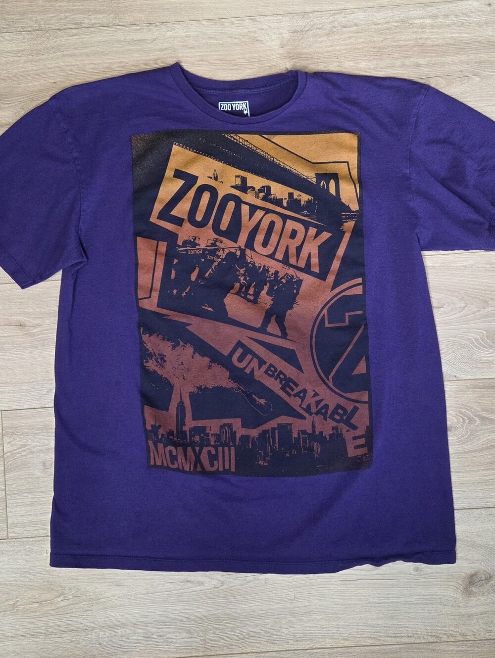 Zoo York Unbreakable NYC Graphic T-Shirt Purple XXL Streetwear Skate Tee